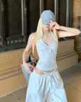 Rase le sol Cross-Print Twisted Back Tank Top - PINKPARKS