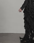 DOINDULGE Layered Ruffle Gothic Asymmetric Long Skirt