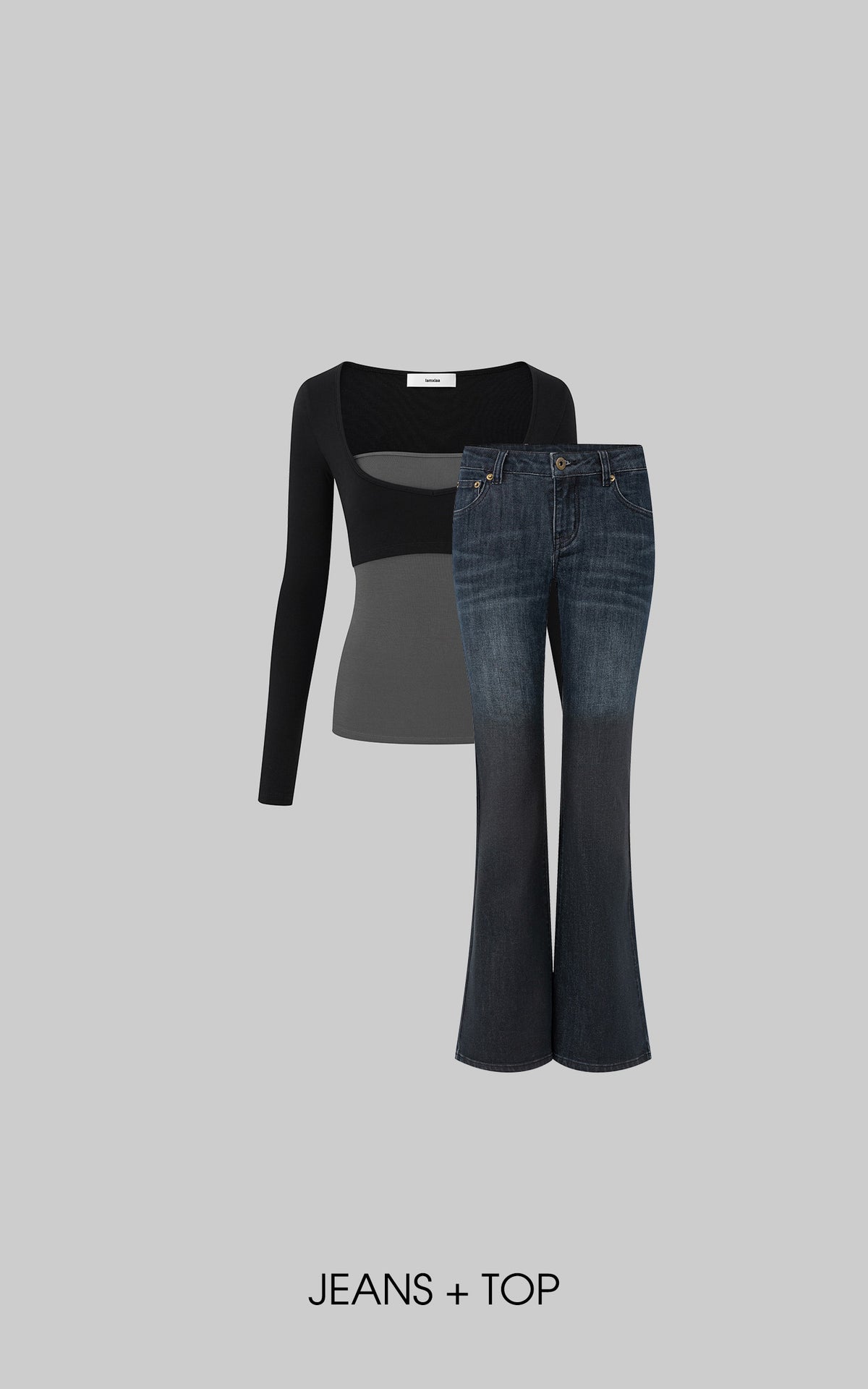 IAMXIAA Low-Rise Washed Indigo Slim Fit Flared Denim Jeans with Leopard Back Patch