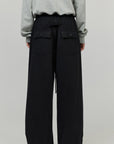 0122stepll Oversized Drawstring Wide-Leg Adjustable Hem Utility Pants