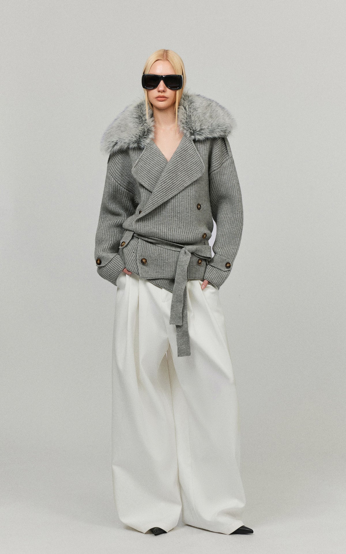 0122stepll Low Rise Pleated Oversized Wide Leg Tailored Pants