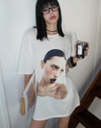 0122stepll グラフィックポートレートオーバーサイズTシャツ