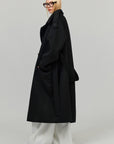 0122stepll Oversized Military Belted Long Wool Trench Coat
