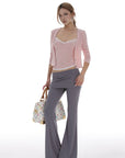IAMXIAA Striped Cami and Cardigan Set with Lace Trim