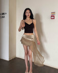 Hydrae Metallic Drape Mini Skirt