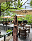 0122stepll Leopard Mesh Halter Top & Sheer Maxi Skirt Set