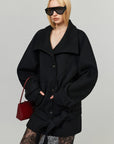 0122stepll Sculpted High Collar Belted Jacket