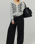0122stepll Oversized Drawstring Wide-Leg Adjustable Hem Utility Pants