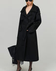 0122stepll Oversized Military Belted Long Wool Trench Coat
