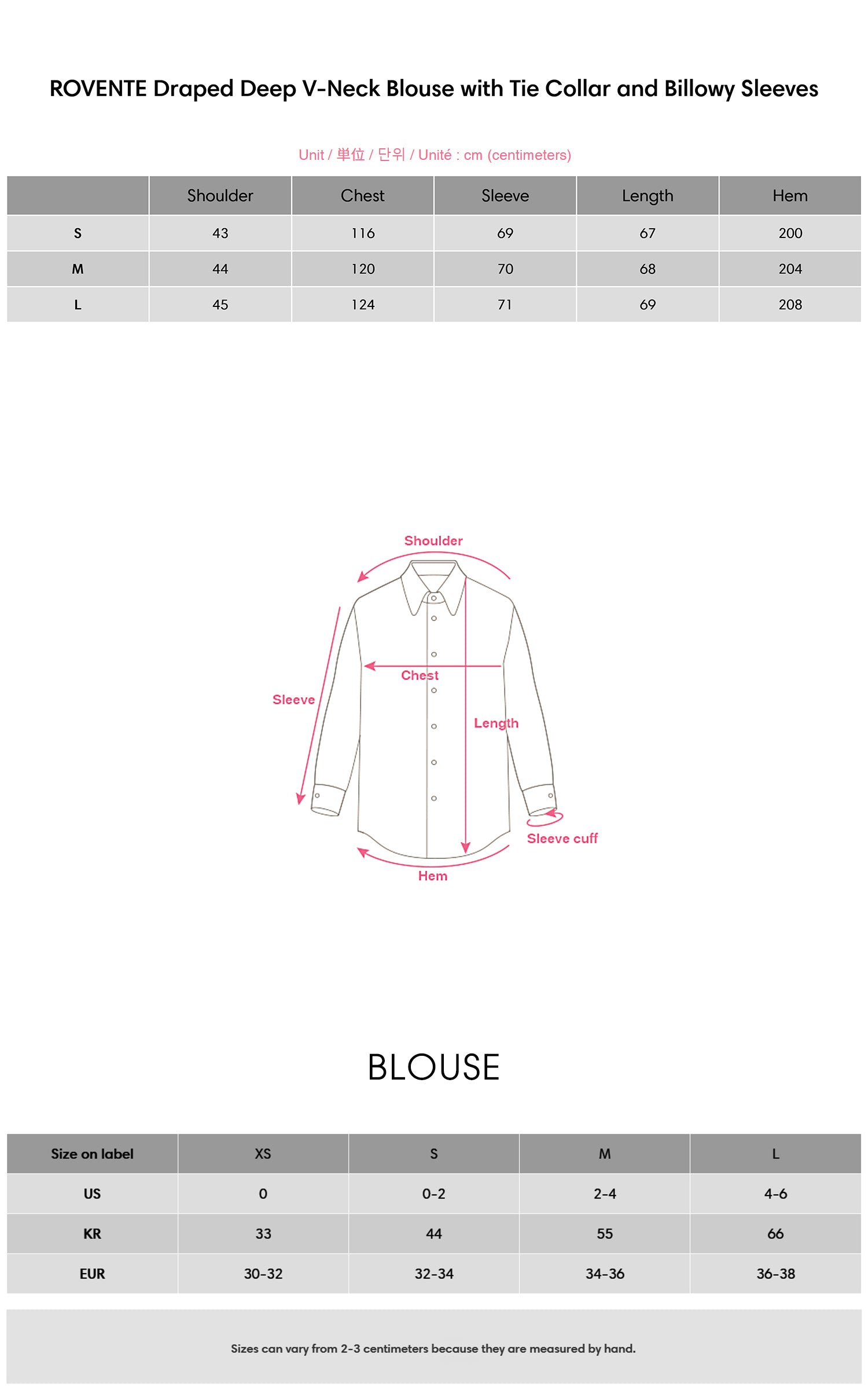 ROVENTE Draped Deep V-Neck Blouse with Tie Collar and Billowy Sleeves