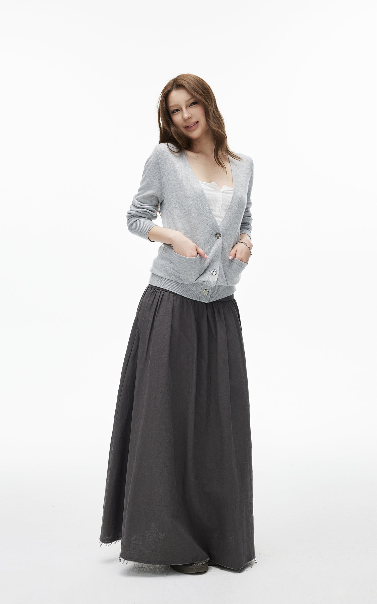 IAMXIAA Cardigan Classique Ajusté à Col V