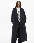 0122stepll Manteau long ample ceinturé à nouer