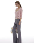IAMXIAA Striped Cami and Cardigan Set with Lace Trim