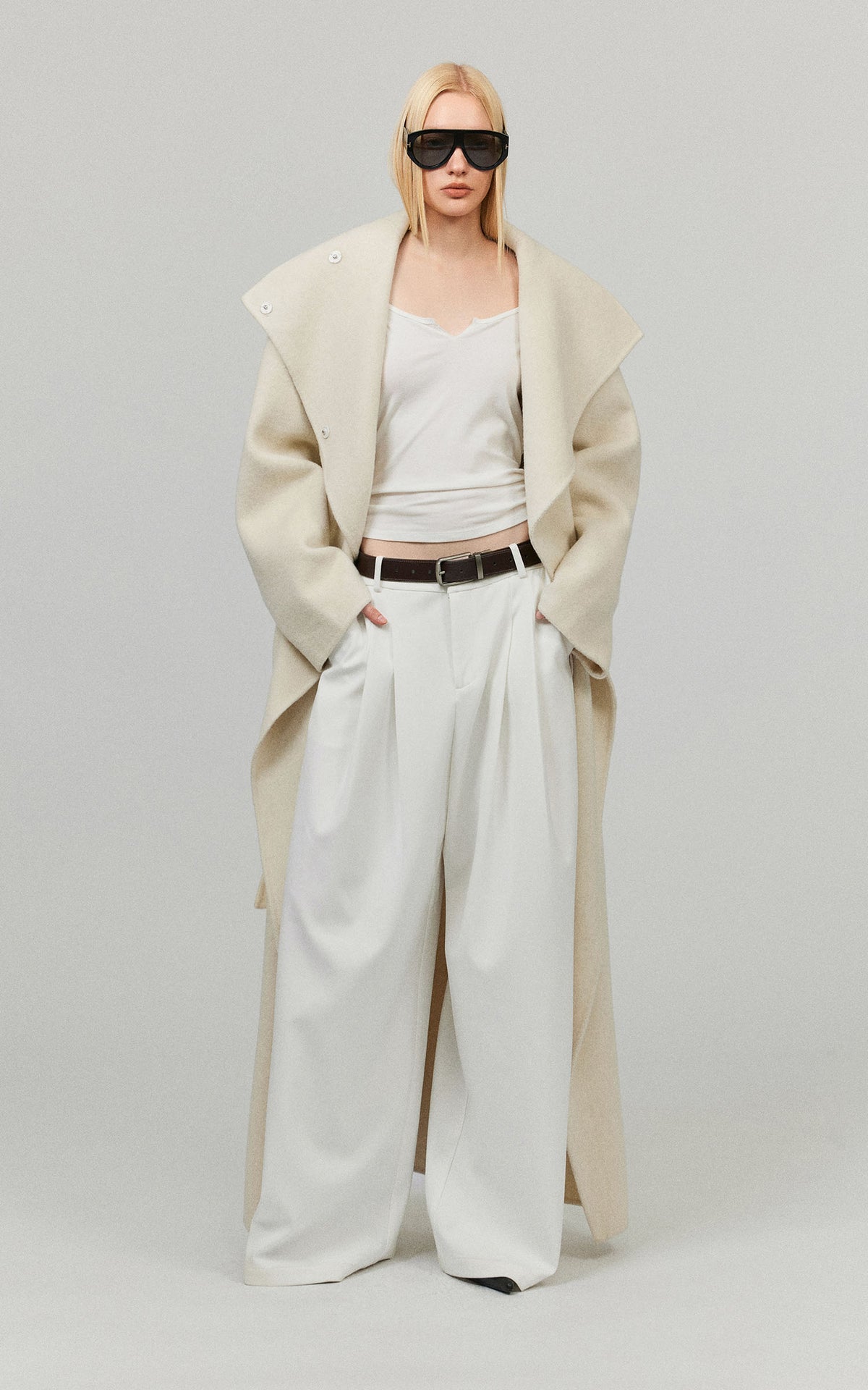 0122stepll Low Rise Pleated Oversized Wide Leg Tailored Pants