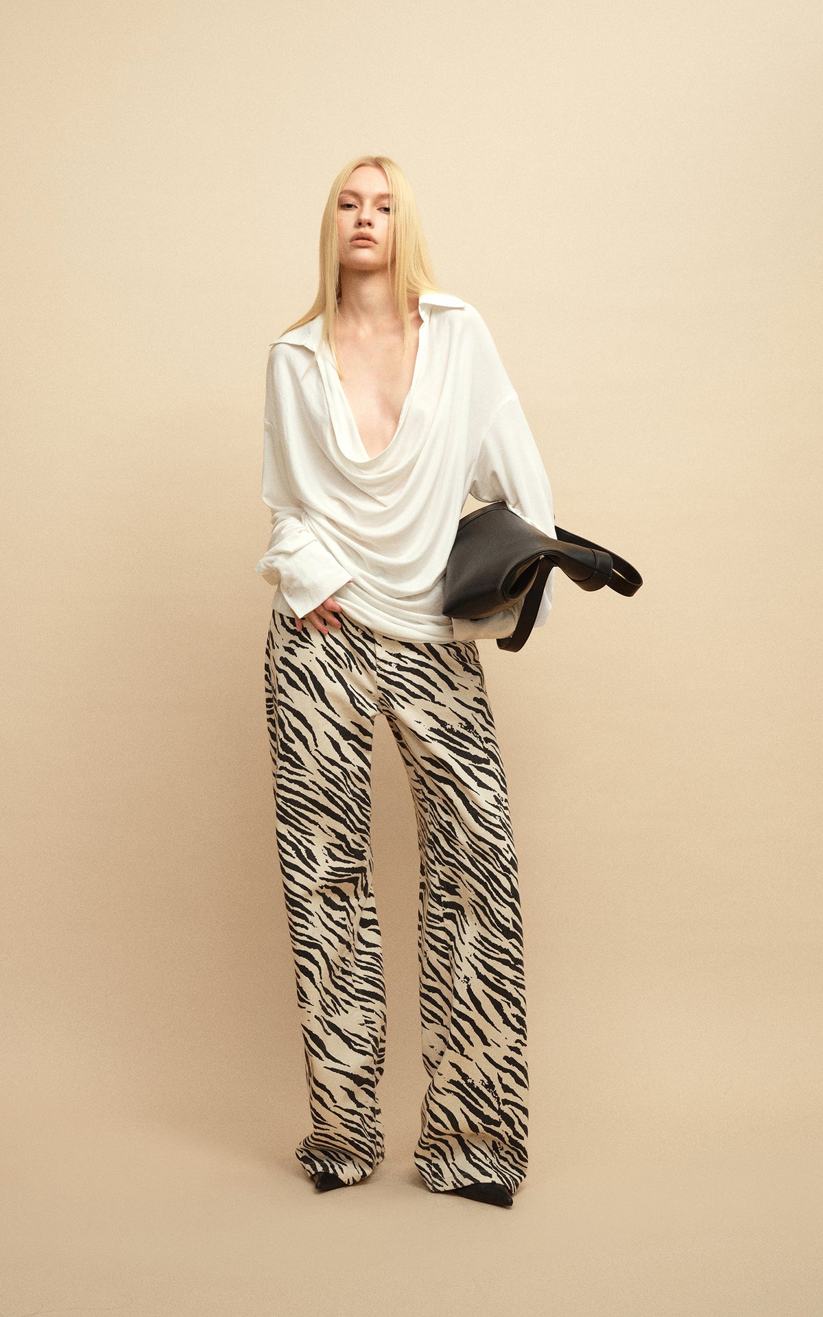 0122stepll Draped Cowl Neck Knit Long Sleeve Top
