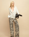 0122stepll Draped Cowl Neck Knit Long Sleeve Top