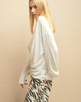 0122stepll Draped Cowl Neck Knit Long Sleeve Top