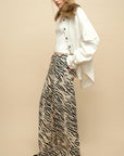 0122stepll Zebra Print Low-Rise Wide-Leg Denim Pants