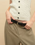 0122stepll Cable Knit Halter Button Vest