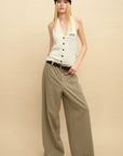 0122stepll Cable Knit Halter Button Vest