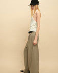 0122stepll Cable Knit Halter Button Vest
