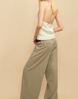 0122stepll Cable Knit Halter Button Vest