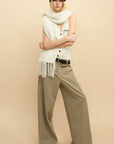0122stepll Cable Knit Halter Button Vest