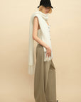 0122stepll Cable Knit Halter Button Vest