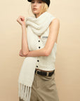 0122stepll Cable Knit Halter Button Vest