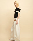0122stepll Low-Rise Cargo Wide-Leg Denim Pants