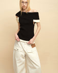 0122stepll Low-Rise Cargo Wide-Leg Denim Pants