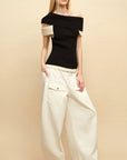 0122stepll Low-Rise Cargo Wide-Leg Denim Pants