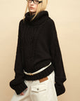 0122stepll Deconstructed Cable Knit Turtleneck Sweater