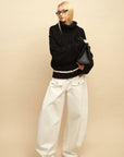 0122stepll Deconstructed Cable Knit Turtleneck Sweater