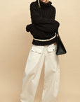 0122stepll Deconstructed Cable Knit Turtleneck Sweater