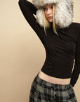 0122stepll Lace-Back Cutout Turtleneck Long Sleeve Top