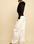 0122stepll Faux Fur Collar Plunge Bodysuit