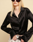 0122stepll Twisted Hem Satin Shirt