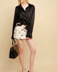 0122stepll Twisted Hem Satin Shirt