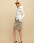 0122stepll Belted Bustier Vest & Relaxed Shirt Set