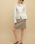 0122stepll Belted Bustier Vest & Relaxed Shirt Set