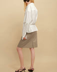 0122stepll Belted Bustier Vest & Relaxed Shirt Set