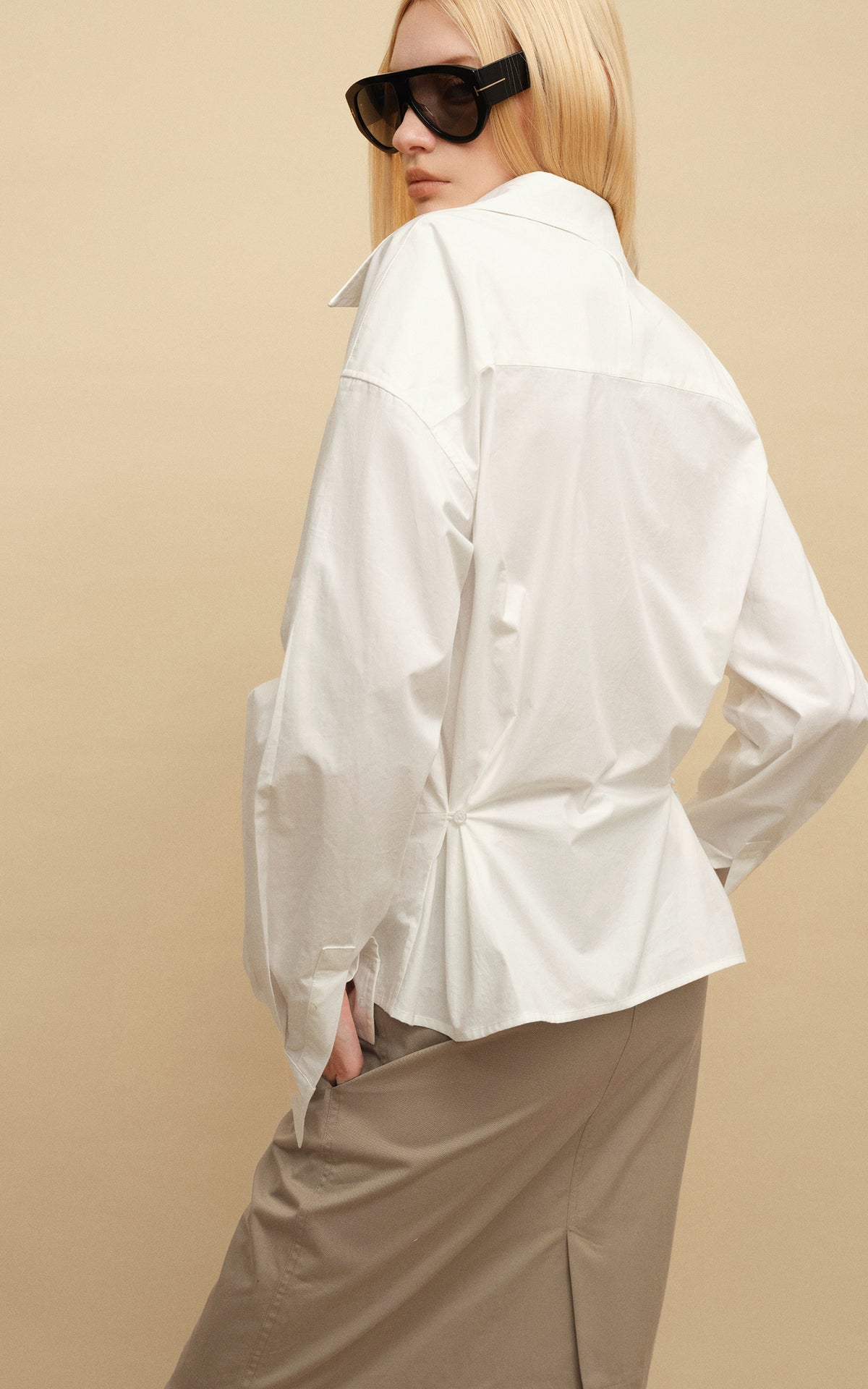 0122stepll Belted Bustier Vest &amp; Relaxed Shirt Set