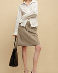 0122stepll Belted Bustier Vest & Relaxed Shirt Set