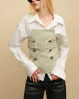 0122stepll Belted Bustier Vest & Relaxed Shirt Set
