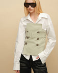 0122stepll Belted Bustier Vest & Relaxed Shirt Set