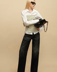 0122stepll Belted Bustier Vest & Relaxed Shirt Set