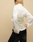 0122stepll Belted Bustier Vest & Relaxed Shirt Set