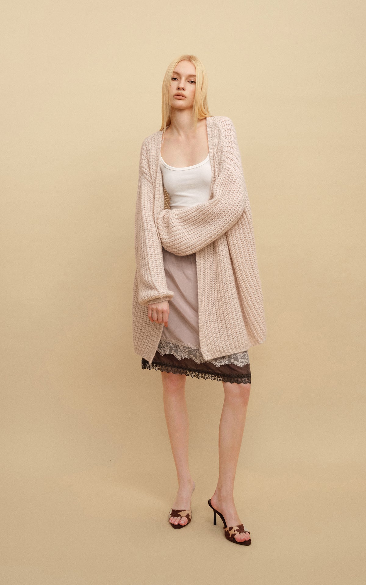 0122stepll Two-Piece Layered Lace Midi Skirt