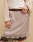 0122stepll Two-Piece Layered Lace Midi Skirt